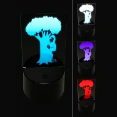 Bigfoot Sasquatch Hiding Behind Tree 3D Illusion LED Night Light Sign Nightstand Desk Lamp
