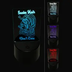 Medusa Snake Hair Don't Care 3D Illusion LED Night Light Sign Nightstand Desk Lamp