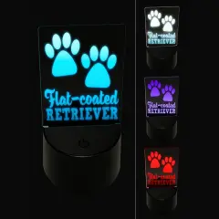 Flat-coated Retriever Dog Paw Prints Fun Text 3D Illusion LED Night Light Sign Nightstand Desk Lamp