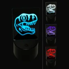 Velociraptor Dinosaur Head 3D Illusion LED Night Light Sign Nightstand Desk Lamp