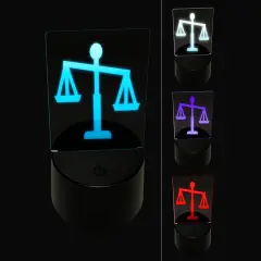 Tipping Scales of Justice Legal Lawyer Icon 3D Illusion LED Night Light Sign Nightstand Desk Lamp