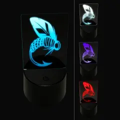 Fly Fishing Hook Lure 3D Illusion LED Night Light Sign Nightstand Desk Lamp