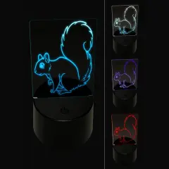 Curious Tree Squirrel 3D Illusion LED Night Light Sign Nightstand Desk Lamp