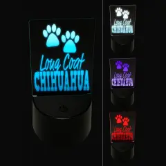 Long Coat Chihuahua Dog Paw Prints Fun Text 3D Illusion LED Night Light Sign Nightstand Desk Lamp