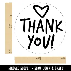 Thank You Fun Text with Heart Self-Inking Rubber Stamp for Stamping Crafting Planners Pink