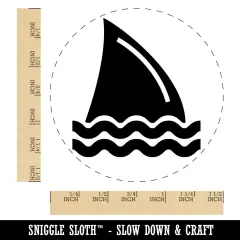 Shark Fin in Water Self-Inking Rubber Stamp for Stamping Crafting Planners Blue