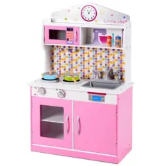 Kids Wooden Pretend Kitchen Cooking Playset Ideal Gift for Birthdays or Any Special Occasion Pink