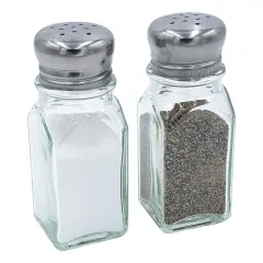 Salt and Pepper Shaker Set of 2 Square, Chrome Top, 2 Ounce