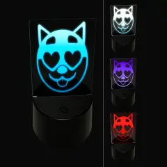 Husky Dog Face Love Heart Eyes 3D Illusion LED Night Light Sign Nightstand Desk Lamp