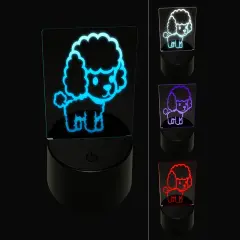 Cute and Fluffy Poodle Dog 3D Illusion LED Night Light Sign Nightstand Desk Lamp