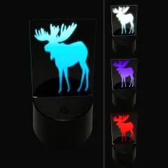 Moose Solid 3D Illusion LED Night Light Sign Nightstand Desk Lamp