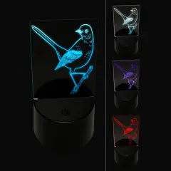 Alert Mockingbird Bird 3D Illusion LED Night Light Sign Nightstand Desk Lamp