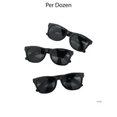 5 1/2" Adults Black Plastic Nomad Sunglasses 12 Pieces