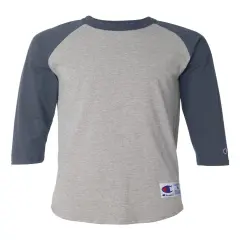 Champion&reg; Three-Quarter Raglan Sleeve Baseball T-Shirt Oxford grey/ navy