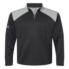 Adidas&reg; Textured Mixed Media Quarter-Zip Pullover Black/ grey three
