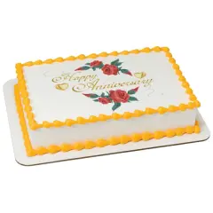 Anniversary Flowers Edible Cake Topper Image 1/4 sheet