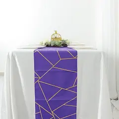 Geometric Polyester Table Runner Purple