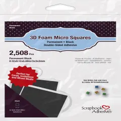 Scrapbook Adhesives 3D Foam Micro Squares 2508/Pkg-Permanent, Black, .12"X.12"