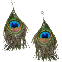 Deluxe Animal Instinct Peacock Earrings Costume Accessory