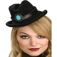 Women's Deluxe Black Costume Mini Cowboy Cowgirl Hat