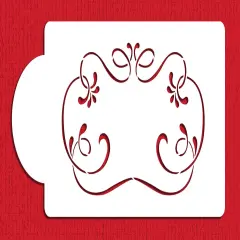 Calligraphy Monogram Plaque Cake Stencil | C984 by Designer Stencils | Cake Decorating Tools | Baking Stencils for Royal Icing, Airbrush, Dusting Powder | Reusable Plastic Food Grade Stencil for Cakes | Easy to Use & Clean Cake Stencil