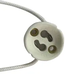 Satco 90-1552 1000w 250v 6in SF1 Lead GU10 base porcelain round ceramic socket White