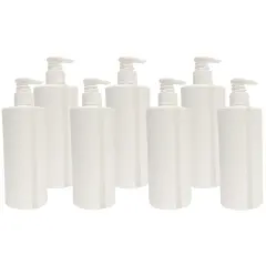 15 Pack Refillable 16 Oz White HDPE Plastic Pump Dispenser Viewstrip Bottles