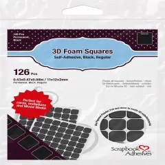Scrapbook Adhesives 3D Self-Adhesive Foam Squares 126/Pkg-Black, .5"X.5"
