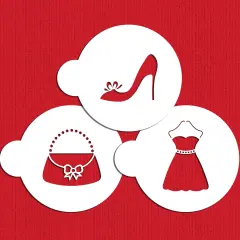 Fashionista Cookie Stencil Set | C881 by Designer Stencils | Cookie Decorating Tools | Baking Stencils for Royal Icing, Airbrush, Dusting Powder | Reusable Plastic Food Grade Stencil for Cookies | Easy to Use & Clean Cookie Stencil