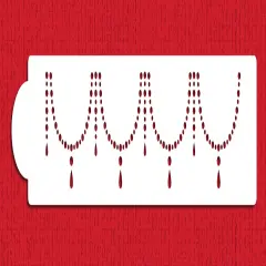 Pearl Necklace Cake Stencil | C925 by Designer Stencils | Cake Decorating Tools | Baking Stencils for Royal Icing, Airbrush, Dusting Powder | Reusable Plastic Food Grade Stencil for Cakes | Easy to Use & Clean Cake Stencil