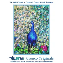 A Peacocks Glory inspired by Louis Comfort Tiffany Counted Cross Stitch Pattern