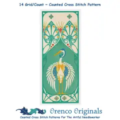 Art Nouveau Crane Bird Design Counted Cross Stitch Pattern