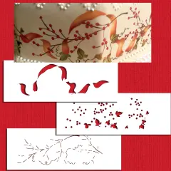 Multi-Layer Winterberries Cake Stencil | C970 by Designer Stencils | Cake Decorating Tools | Baking Stencils for Royal Icing, Airbrush, Dusting Powder | Reusable Plastic Food Grade Stencil for Cakes | Easy to Use & Clean Cake Stencil