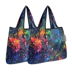 Wrapables Foldable Tote Nylon Reusable Grocery Bag (Set of 2) Galaxy