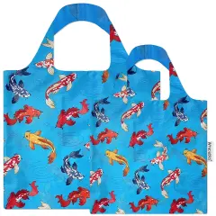 Wrapables Large & Small Allybag Foldable & Lightweight Reusable Grocery Bags (Set of 2) Koi Fish