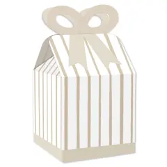 Big Dot of Happiness Tan Stripes - Square Favor Gift Boxes - Simple Party Bow Boxes - Set of 12