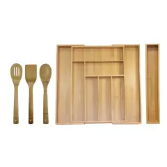 Oceanstar 5 Piece Bamboo Expandable Drawer Utensil Organizer Set Brown