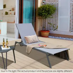 Costway Patio Lounge Chair Chaise Recliner 6-Position Adjustable Back Garden Poolside