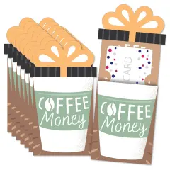 Big Dot of Happiness But First, Coffee - Cafe Themed Party Money and Gift Card Sleeves - Nifty Gifty Card Holders - Set of 8