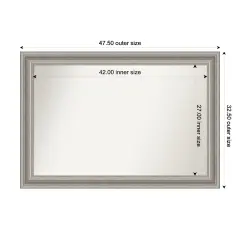 Parlor Silver Non-Beveled Custom Framed Bathroom Vanity Wall Mirror
