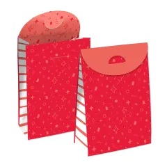 Big Dot of Happiness Red Confetti Stars - Simple Gift Favor Bags - Party Goodie Boxes - Set of 12