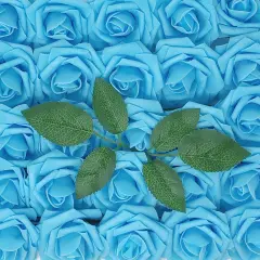 Wrapables Artificial Rose Flower, Real Touch Flowers for DIY Wedding Bouquets and Centerpieces Light Blue