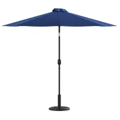 Merrick Lane Bali Patio Umbrella with Base - 9' Polyester Patio Umbrella - 30+ UV Protection - Waterproof Cement Base with 1.5" Diameter Aluminum Pole Navy