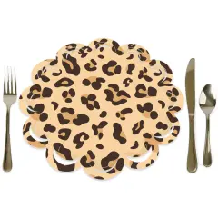 Big Dot of Happiness Leopard Print - Cheetah Party Round Table Decorations - Paper Chargers - Place Setting For 12