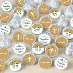 Big Dot of Happiness Confirmation Elegant Cross - Religious Party Small Round Candy Stickers - Party Favor Labels - 324 Count