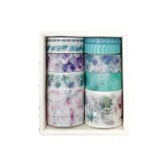 Wrapables Decorative Washi Tape Box Set (10 Rolls) Purple Floral