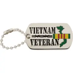 Vietnam Veteran Ribbon Dog Tag Pin 1 1/4"