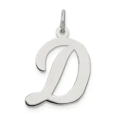 Sterling Silver Large Script Initial Letter D Charm Jewerly 21mm x 15mm