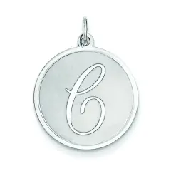 Sterling Silver Brocaded Initial Capital C Charm Jewerly 27mm x 20mm