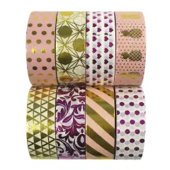 Wrapables Metallic Foil Washi Masking Tape Collection (Set of 8), 08WPSET05
